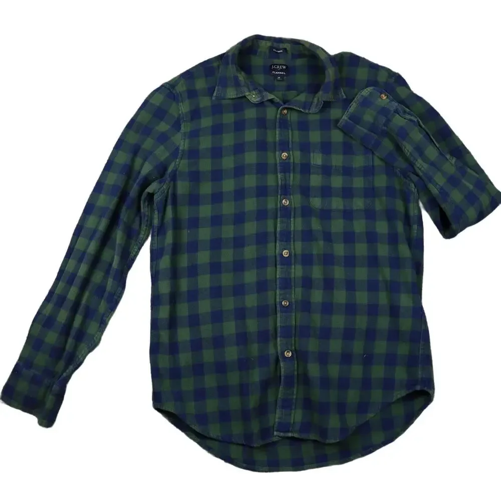 J‎ Crew Flannel Shirt Mens Medium Plaid Classic